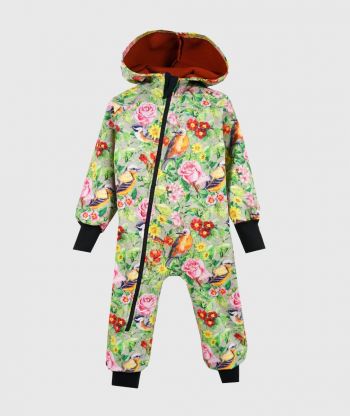 Waterproof Softshell Overall Comfy Roses And Birds Jumpsuit