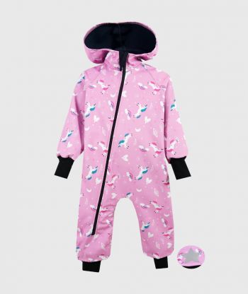 Waterproof Softshell Overall Comfy Unicorns And Rainbows Pink Jumpsuit