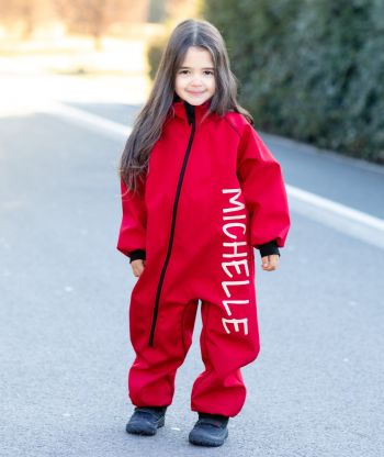 Waterproof Softshell Overall Comfy Poppy Red Bodysuit